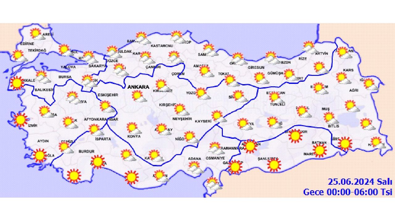 25 Haziran 2024 Türkiye geneli hava durumu! Artan sıcaklıklara karşı önleminizi alın... 2