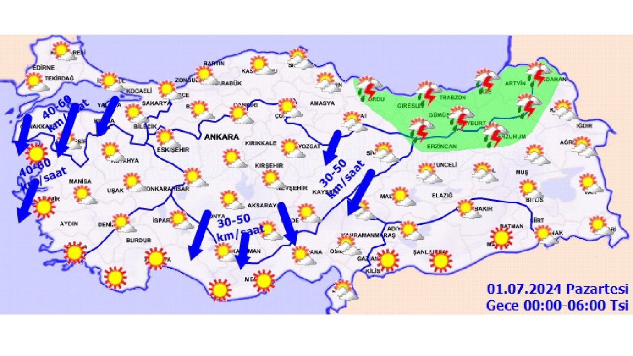 1 Temmuz 2024 Türkiye geneli hava durumu raporu yayınlandı! İşte il il hava durumu... 2