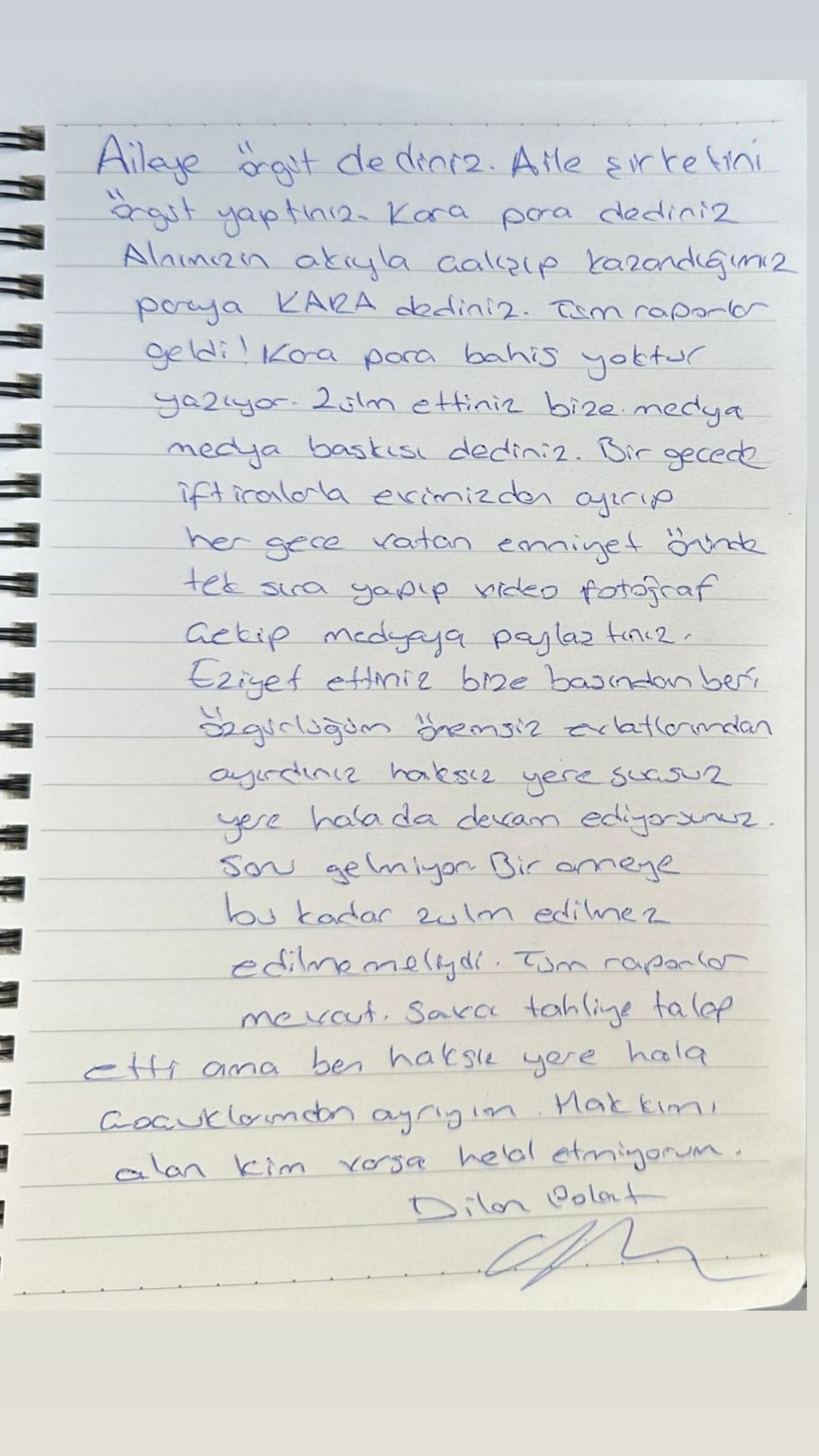 Şükran Polat, ''Yüreğim artık dayanmıyor' diyerek Dilan Polat'ın mektubunu paylaştı! 'Eziyet, zulüm ediyorlar...' 6