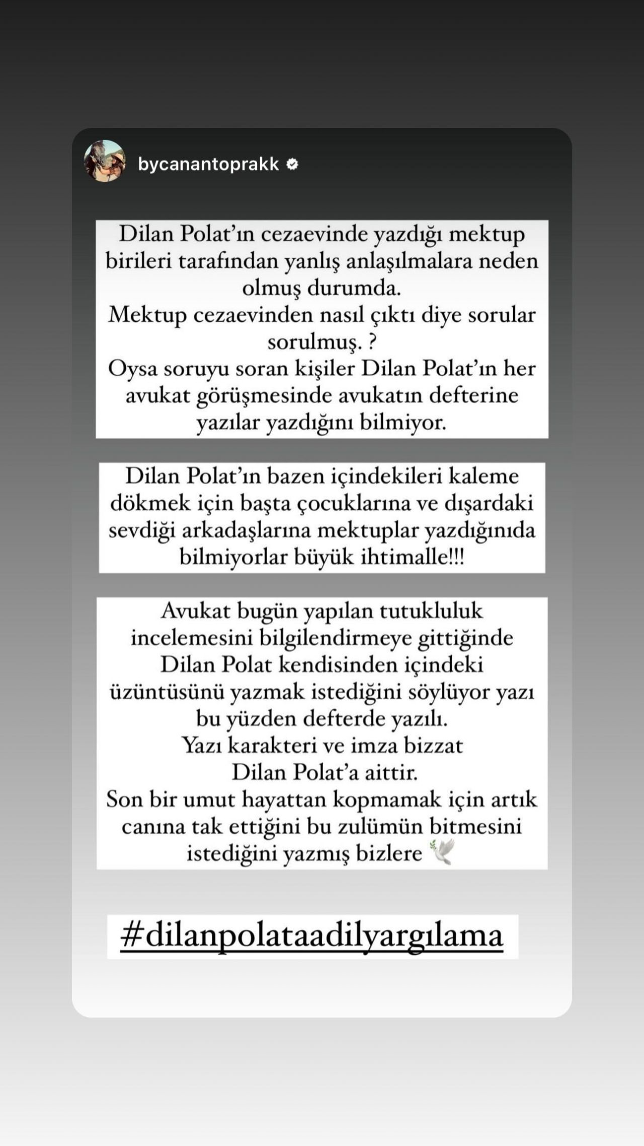 Şükran Polat, ''Yüreğim artık dayanmıyor' diyerek Dilan Polat'ın mektubunu paylaştı! 'Eziyet, zulüm ediyorlar...' 7