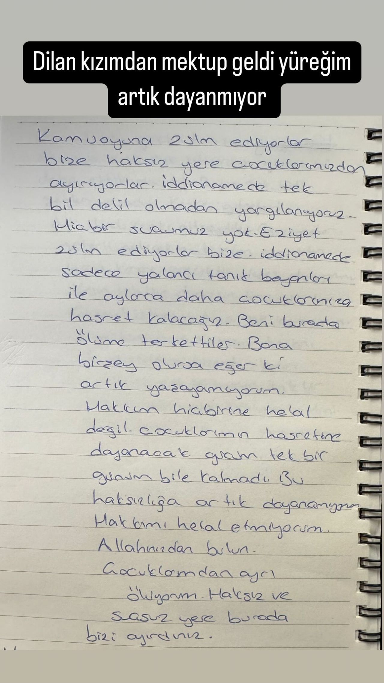 Şükran Polat, ''Yüreğim artık dayanmıyor' diyerek Dilan Polat'ın mektubunu paylaştı! 'Eziyet, zulüm ediyorlar...' 5