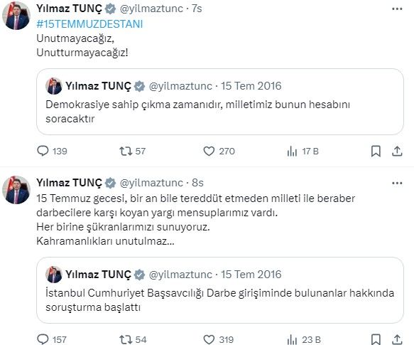 Hain darbe girişiminin 8. yıl dönümü! Siyasilerden '15 Temmuz Demokrasi ve Milli Birlik Günü' mesajları 7