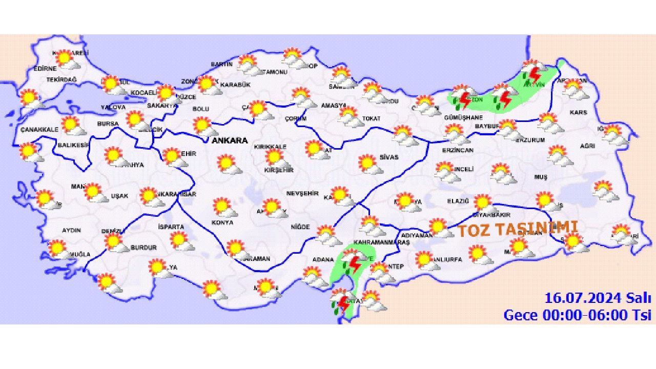 16 Temmuz 2024 Türkiye geneli hava durumu! İşte il il hava durumu... 2