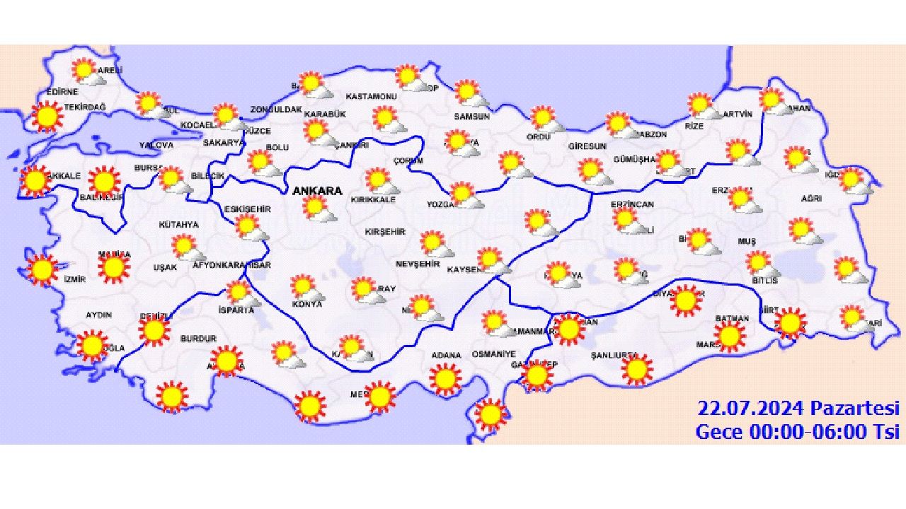 22 Temmuz 2024 Pazartesi Türkiye geneli hava durumu! İşte il il hava durumu... 2