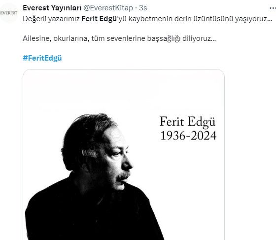 Türk edebiyatının usta ismi Ferit Edgü, vefat etti! 3