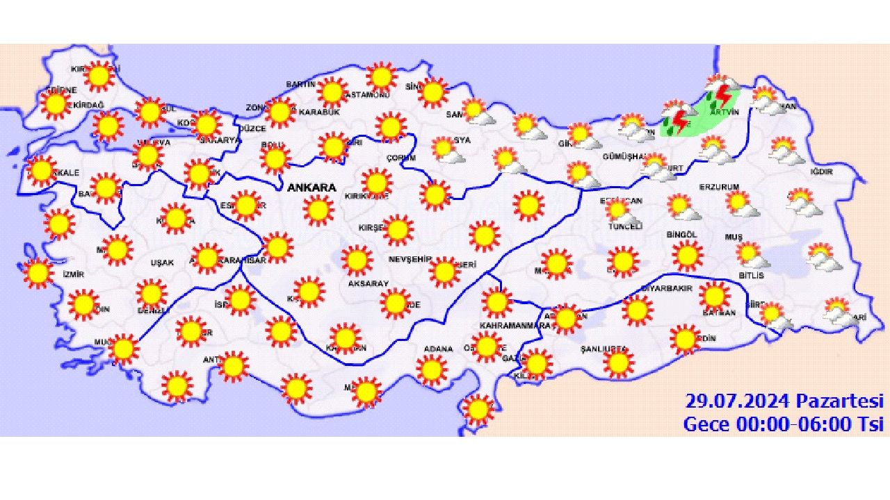 29 Temmuz 2024 Türkiye geneli hava durumu yayınlandı! İşte il il hava durumu... 4
