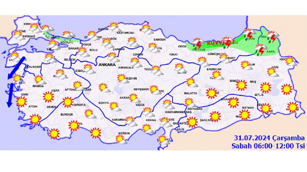 31 Temmuz 2024 Türkiye geneli hava durumu raporu yayınlandı! İşte il il hava durumu... 1