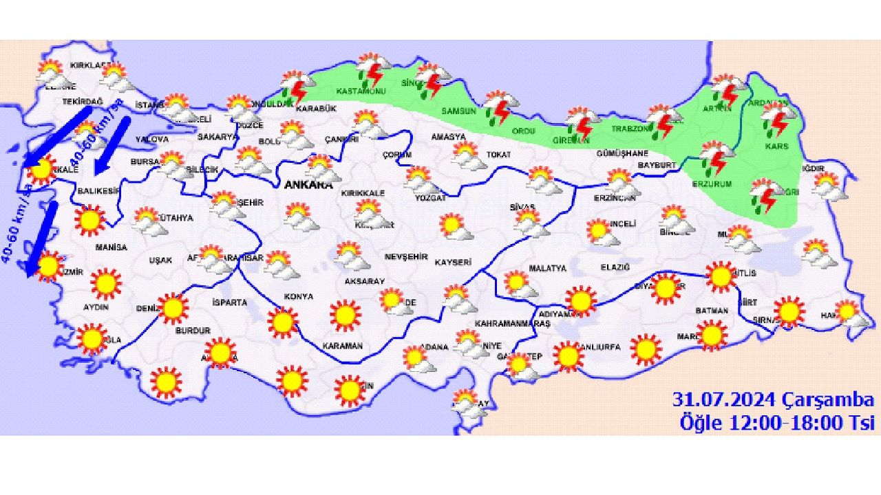 31 Temmuz 2024 Türkiye geneli hava durumu raporu yayınlandı! İşte il il hava durumu... 2