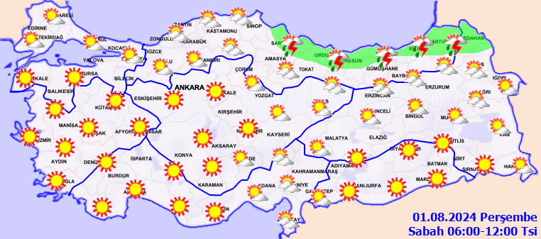 Meteoroloji, 1 Ağustos 2024 hava durumu tahminlerini paylaştı! İşte il il tahminler 2