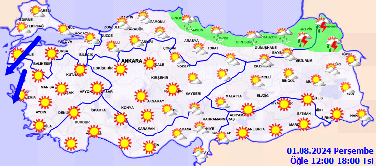 Meteoroloji, 1 Ağustos 2024 hava durumu tahminlerini paylaştı! İşte il il tahminler 3