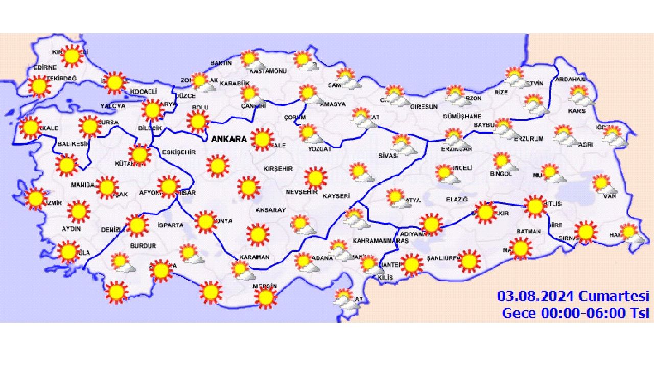 3 Ağustos 2024 Türkiye geneli hava durumu raporu yayınlandı! İşte il il beklenen sıcaklık değerleri... 2