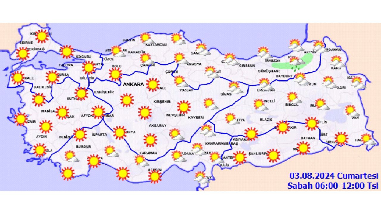 3 Ağustos 2024 Türkiye geneli hava durumu raporu yayınlandı! İşte il il beklenen sıcaklık değerleri... 3