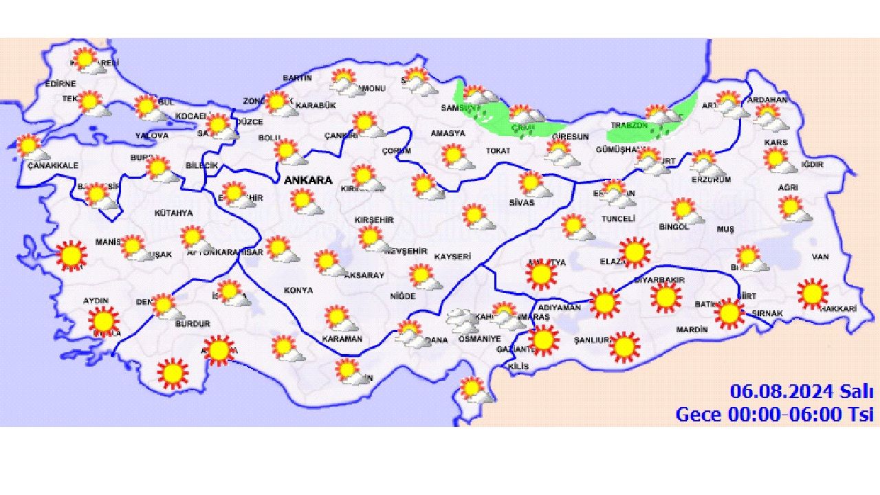 6 Ağustos 2024 Türkiye geneli hava durumu raporu yayınlandı! İşte yurt genelinde beklenen sıcaklık değerleri... 3