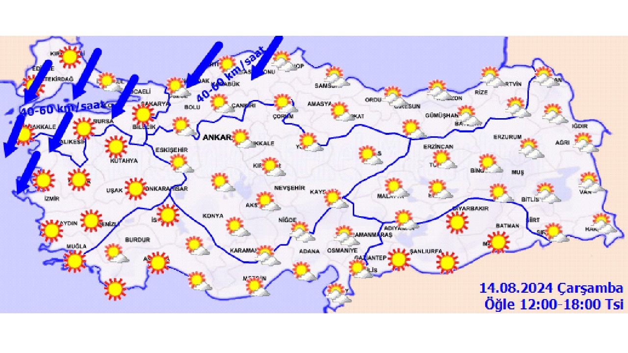 14 Ağustos 2024 Türkiye geneli hava durumu raporu yayınlandı! İşte il il hava durumu... 4