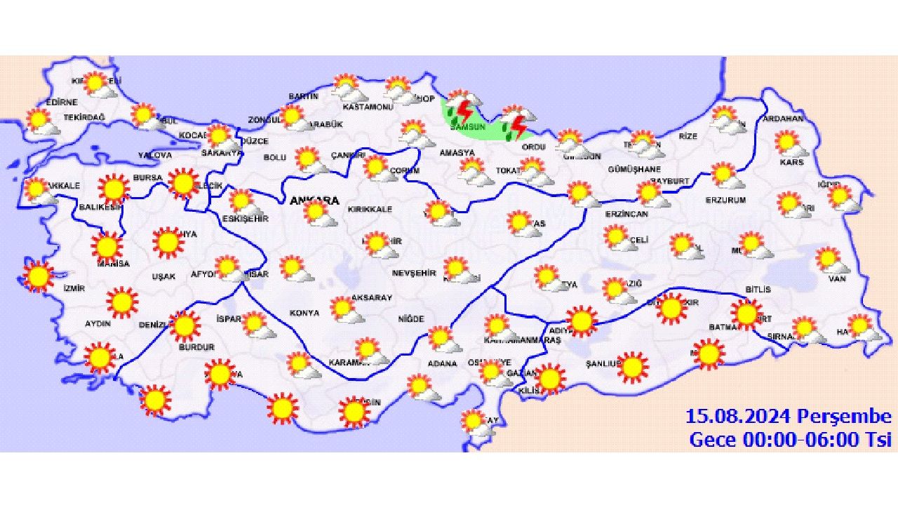 15 Ağustos 2024 Türkiye geneli hava durumu tahminleri yayınlandı! İşte il il hava durumu... 2