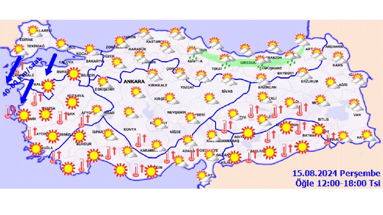 15 Ağustos 2024 Türkiye geneli hava durumu tahminleri yayınlandı! İşte il il hava durumu... 12