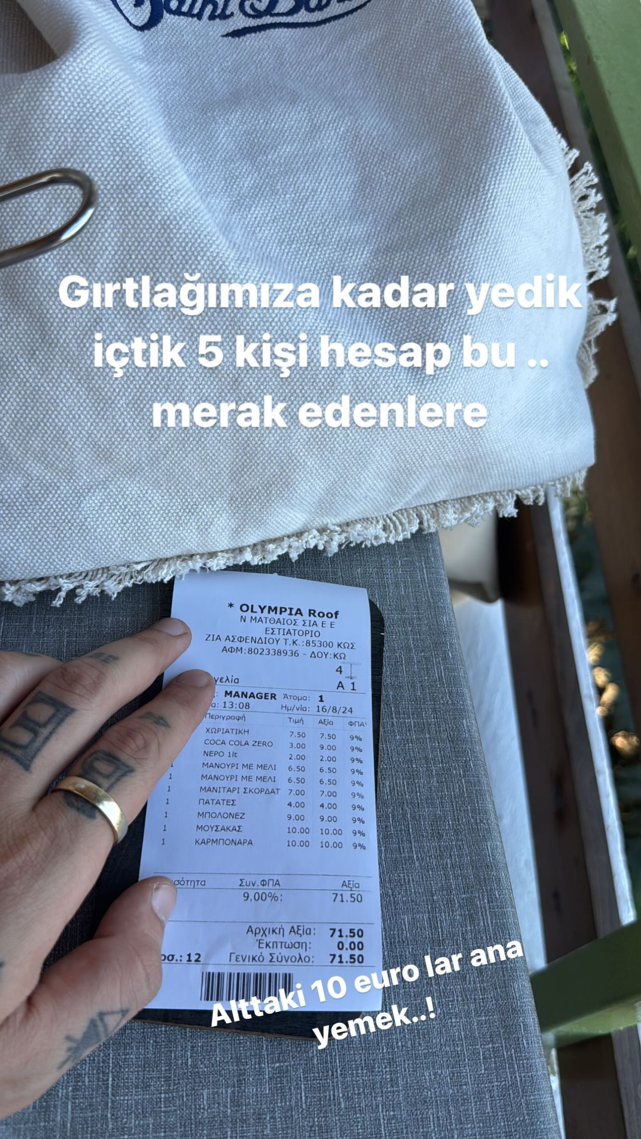 İdo Tatlıses ve Yasemin Şefkatli Yunanistan'a gitti! "Gırtlağımıza kadar yedik" diyerek 5 kişilik hesabı paylaştı 4