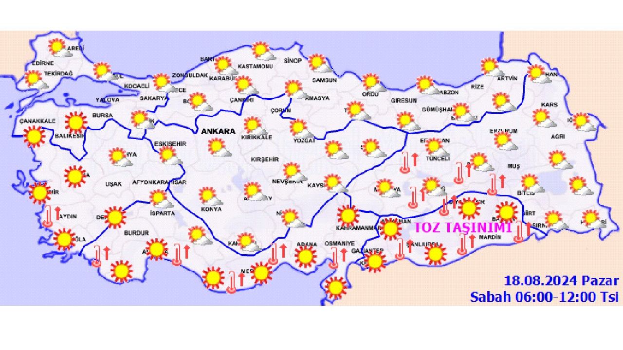18 Ağustos 2024 Türkiye geneli hava durumu! İşte il il hava durumu ve beklenen sıcaklıklar... 3