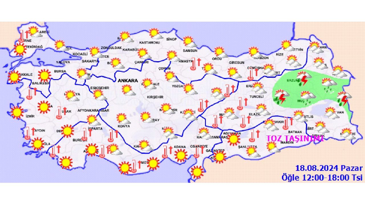 18 Ağustos 2024 Türkiye geneli hava durumu! İşte il il hava durumu ve beklenen sıcaklıklar... 4