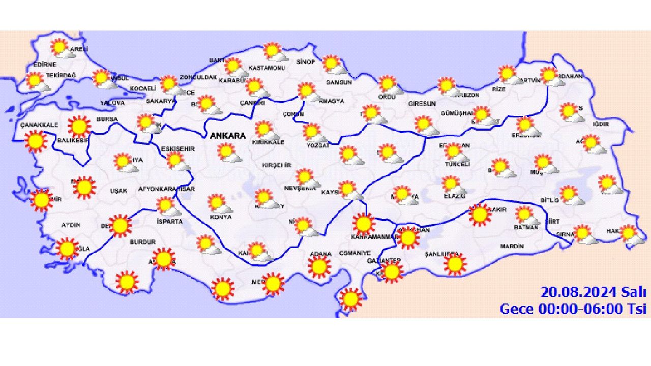 20 Ağustos 2024 Türkiye geneli hava durumu raporu yayınlandı! İşte il il hava durumu... 2