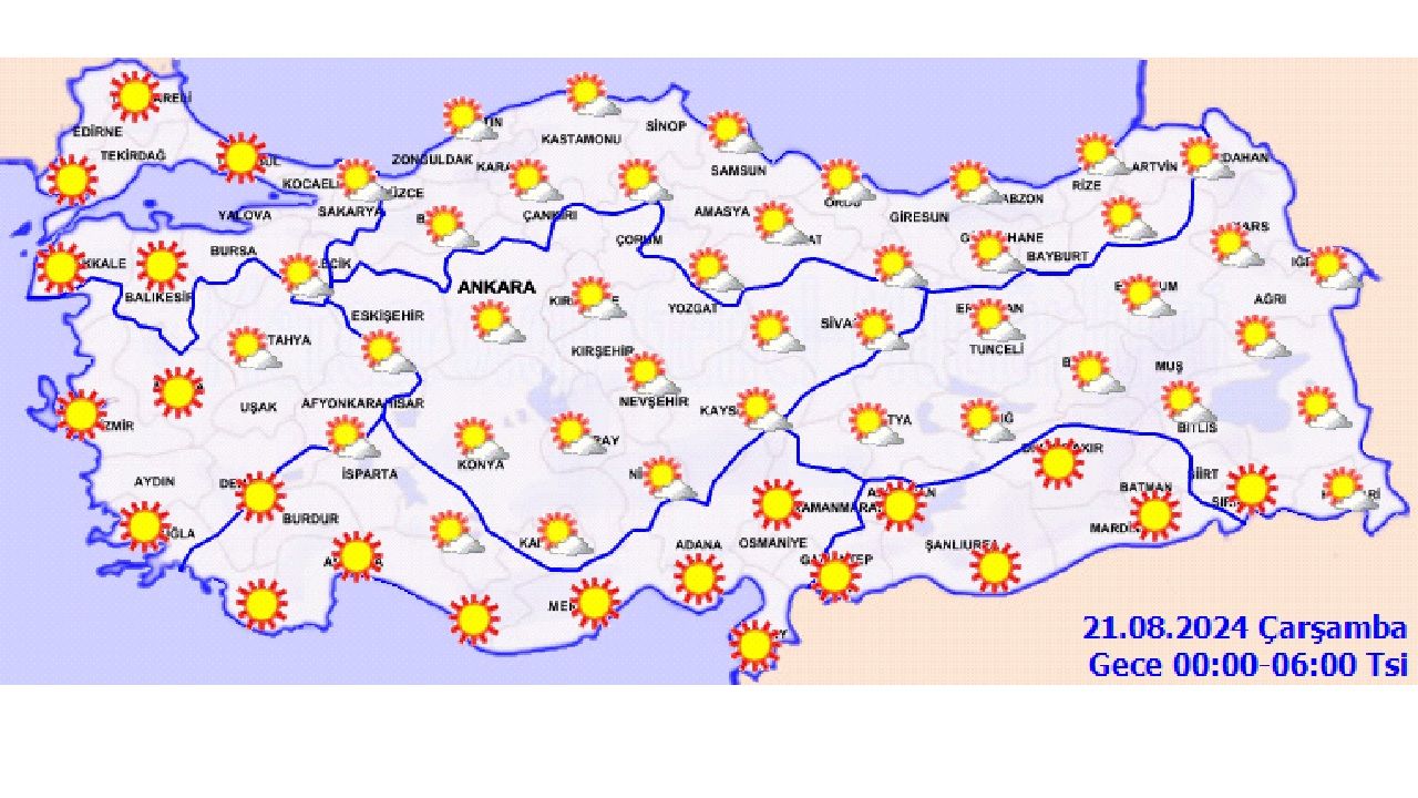 21 Ağustos 2024 Türkiye geneli hava durumu! İşte il il beklenen sıcaklıklar... 1