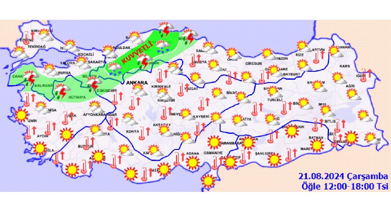 21 Ağustos 2024 Türkiye geneli hava durumu! İşte il il beklenen sıcaklıklar... 3