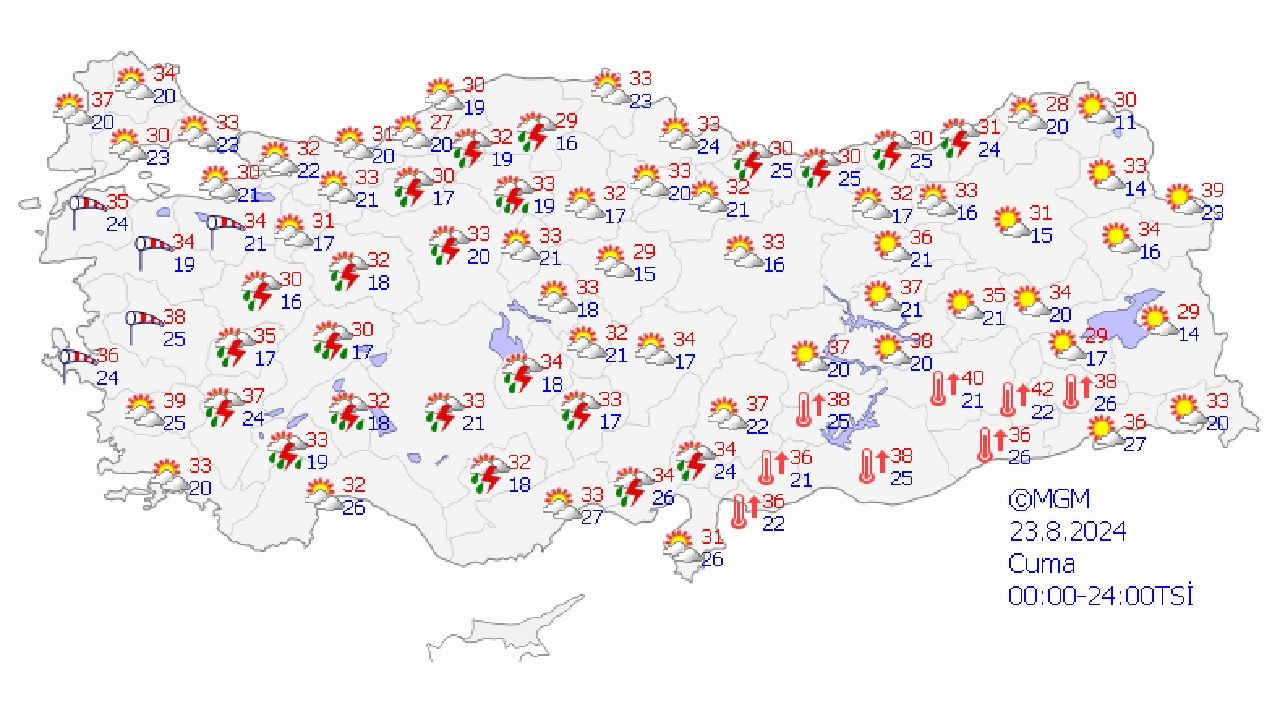 23 Ağustos 2024 Cuma 2024 Türkiye geneli hava durumu! İşte il il hava durumu... 1