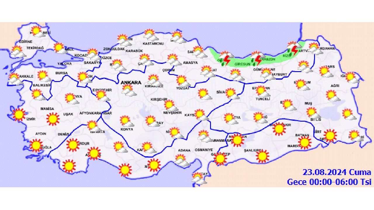 23 Ağustos 2024 Cuma 2024 Türkiye geneli hava durumu! İşte il il hava durumu... 2