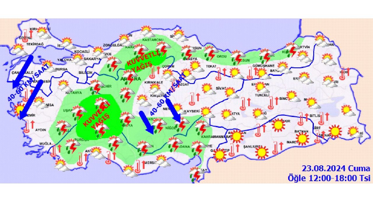 23 Ağustos 2024 Cuma 2024 Türkiye geneli hava durumu! İşte il il hava durumu... 3
