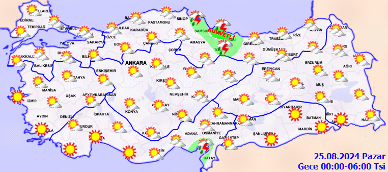 Hava sıcaklıkları azalıyor! Meteoroloji'den sağanak yağış uyarısı! 24 Ağustos Cumartesi hava durumu raporu 7