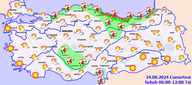 Hava sıcaklıkları azalıyor! Meteoroloji'den sağanak yağış uyarısı! 24 Ağustos Cumartesi hava durumu raporu 4