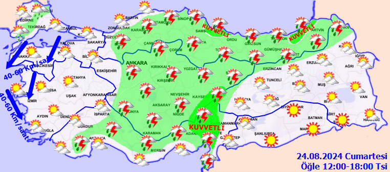 Hava sıcaklıkları azalıyor! Meteoroloji'den sağanak yağış uyarısı! 24 Ağustos Cumartesi hava durumu raporu 5