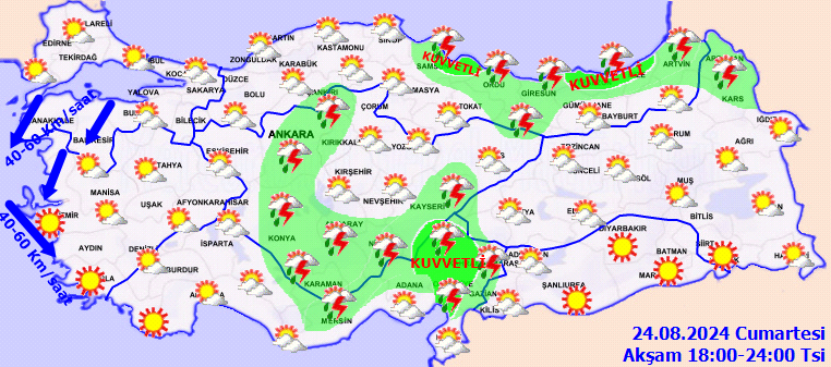 Hava sıcaklıkları azalıyor! Meteoroloji'den sağanak yağış uyarısı! 24 Ağustos Cumartesi hava durumu raporu 6