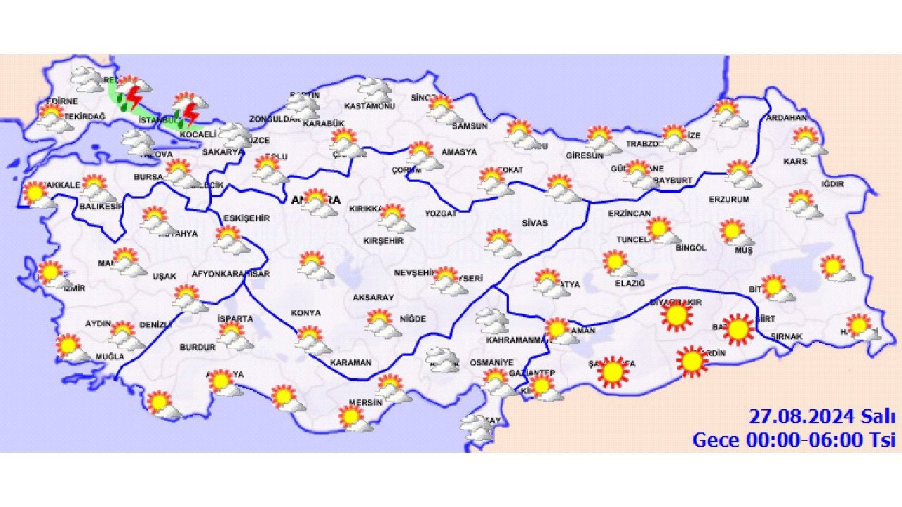 27 Ağustos 2024 Meteoroloji hava durumu tahmin raporu yayınlandı! İşte il il beklenen sıcaklıklar... 1