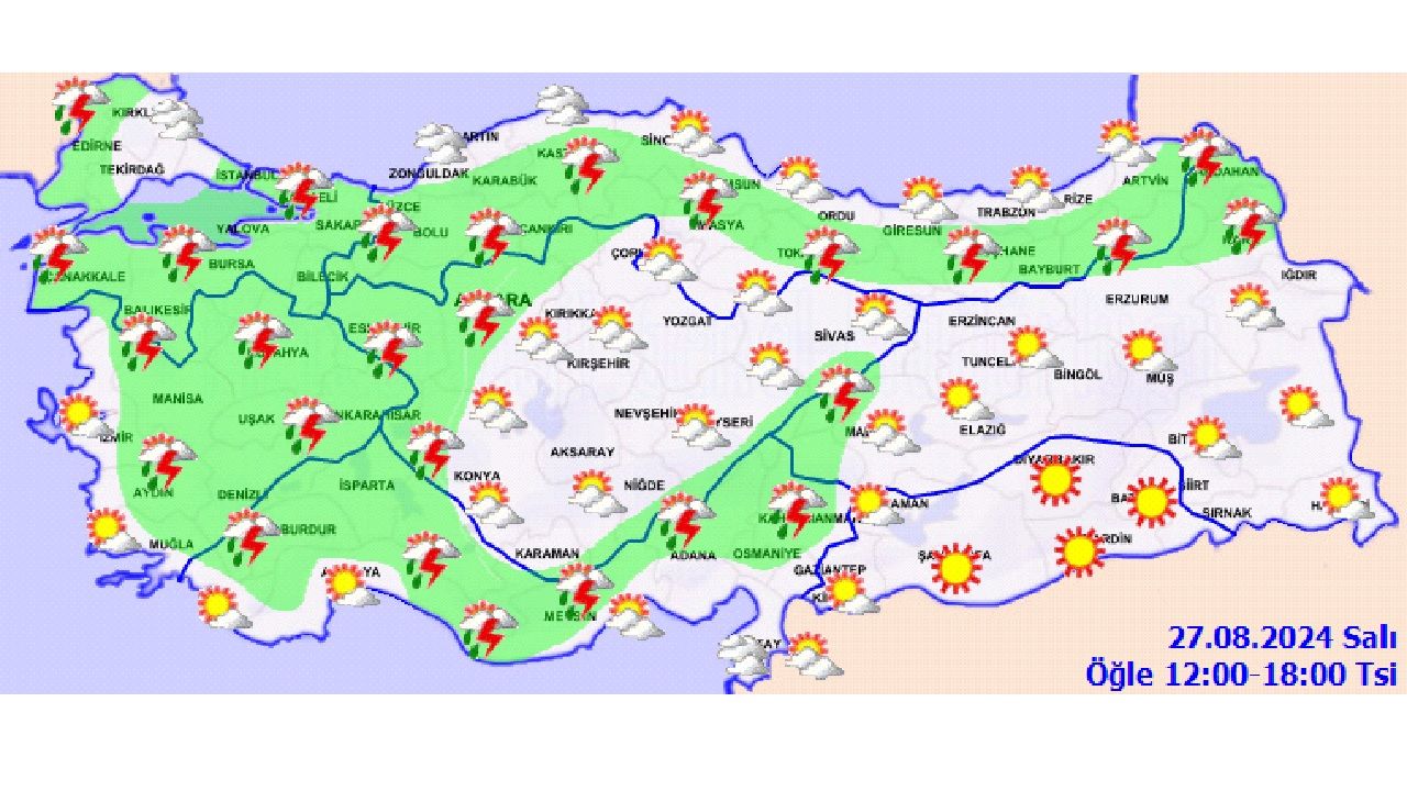 27 Ağustos 2024 Meteoroloji hava durumu tahmin raporu yayınlandı! İşte il il beklenen sıcaklıklar... 4