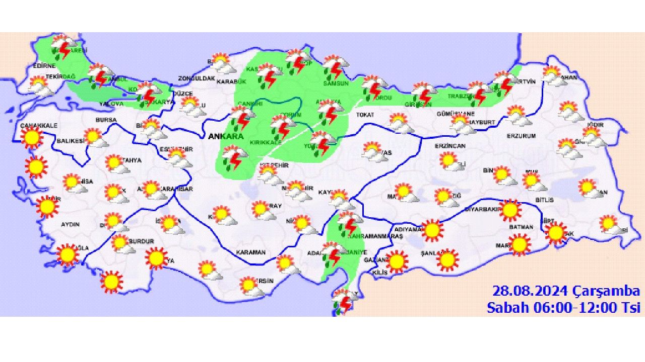 Türkiye geneli hava durumu 28 Ağustos 2024 | İşte yağışın etkili olacağı iller... 1