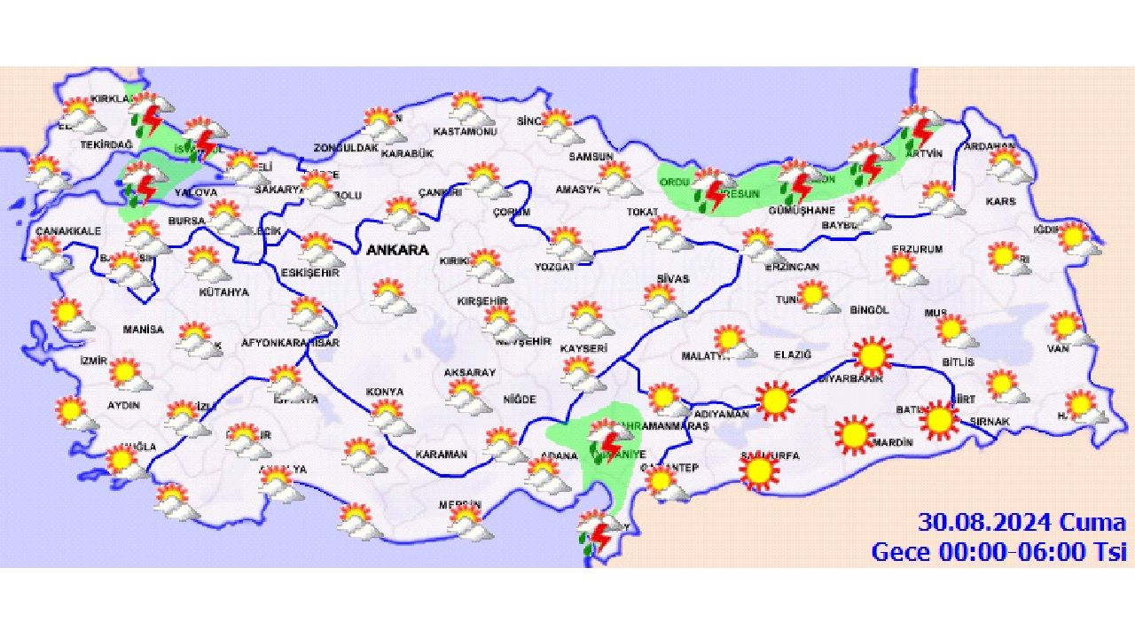30 Ağustos 2024 Türkiye geneli hava durumu | İşte kuvvetli yağış beklenen o iller... 2