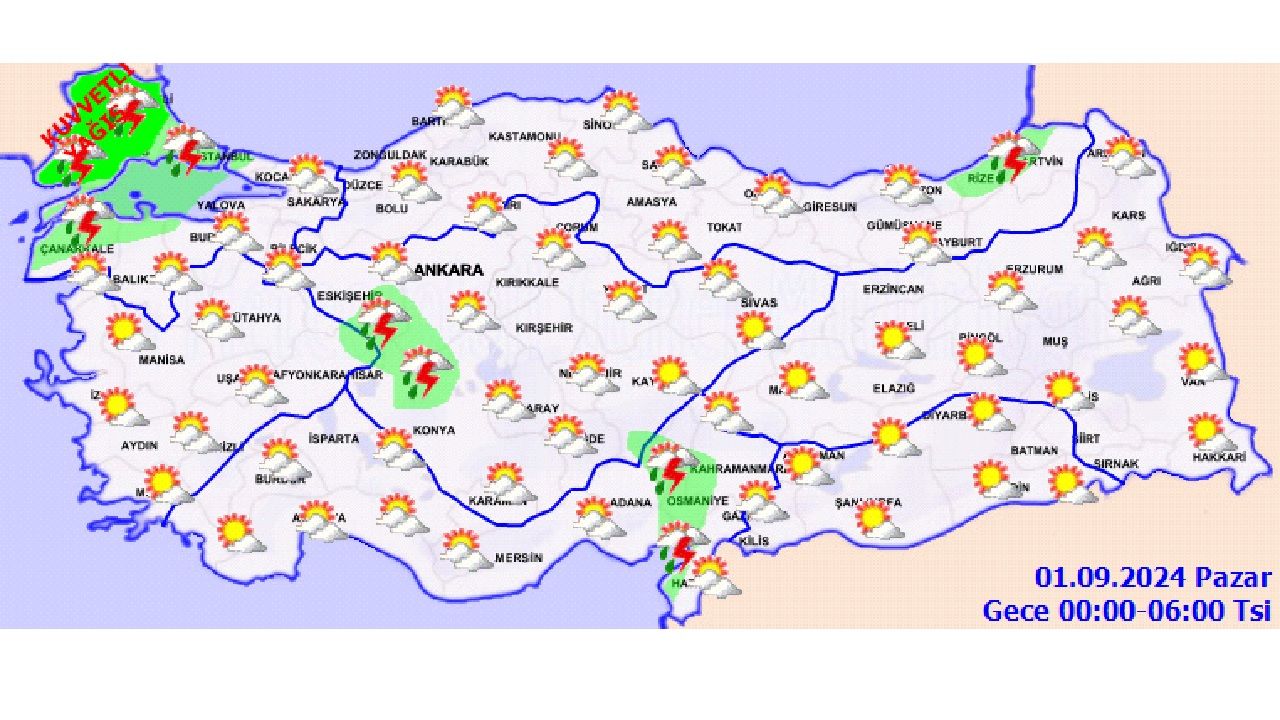 1 Eylül 2024 Türkiye geneli hava durumu! İşte sarı ve turuncu kod uyarısı yapılan o iller... 2