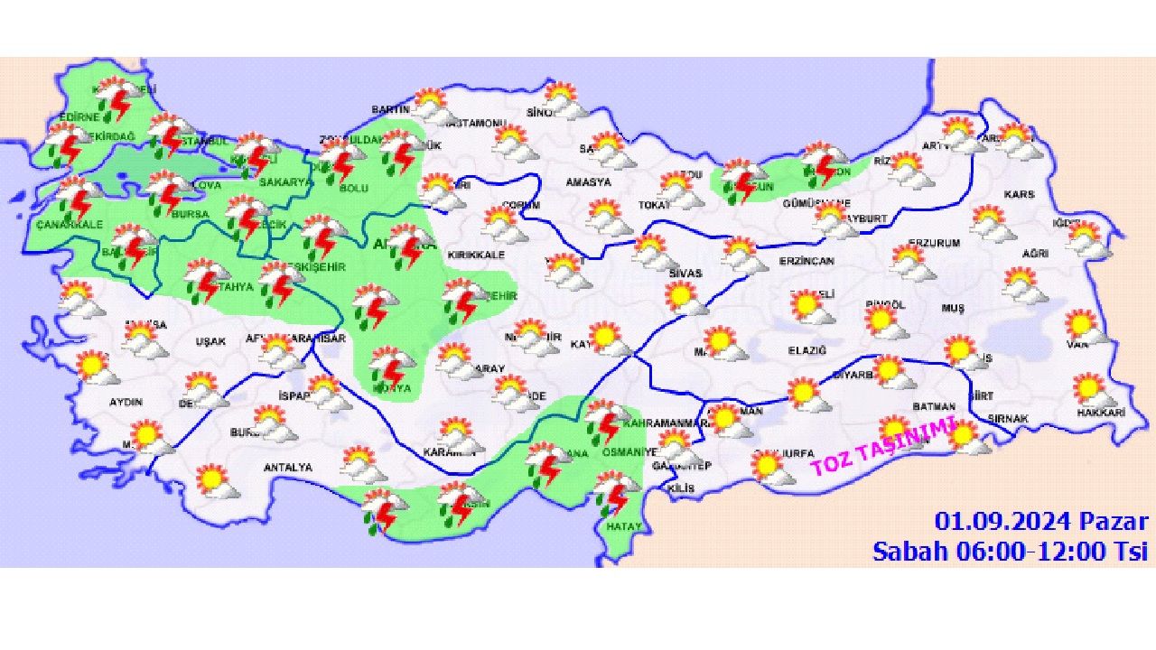 1 Eylül 2024 Türkiye geneli hava durumu! İşte sarı ve turuncu kod uyarısı yapılan o iller... 3