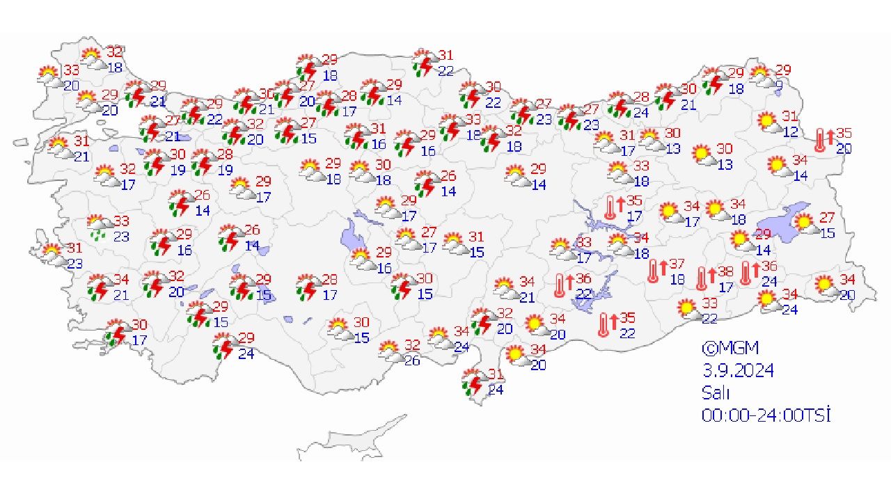 3 Eylül 2024 Türkiye geneli hava durumu! İşte il il beklenen sıcaklıklar... 1