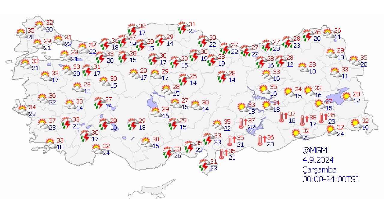 Meteoroloji Türkiye geneli hava durumu yayınlandı! İşte 4 Eylül 2024 il il beklenen hava durumu... 1