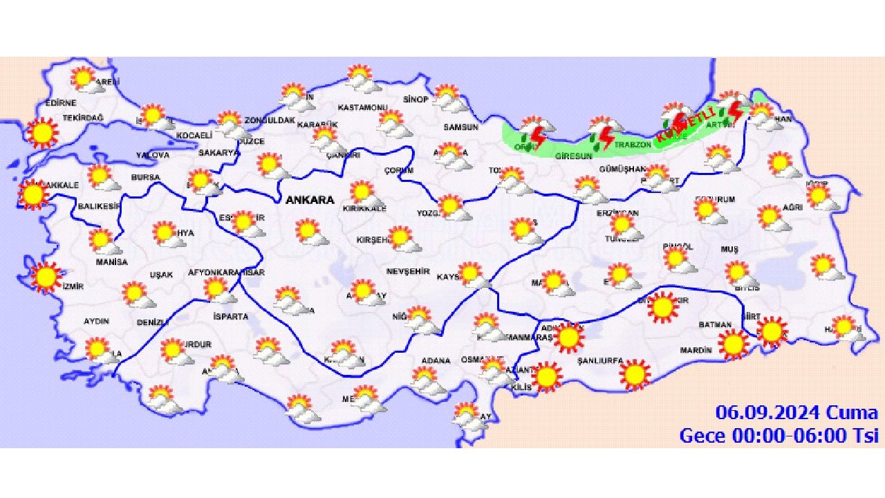 6 Eylül 2024 Türkiye geneli hava durumu raporu yayınlandı! İşte il il hava durumu... 1
