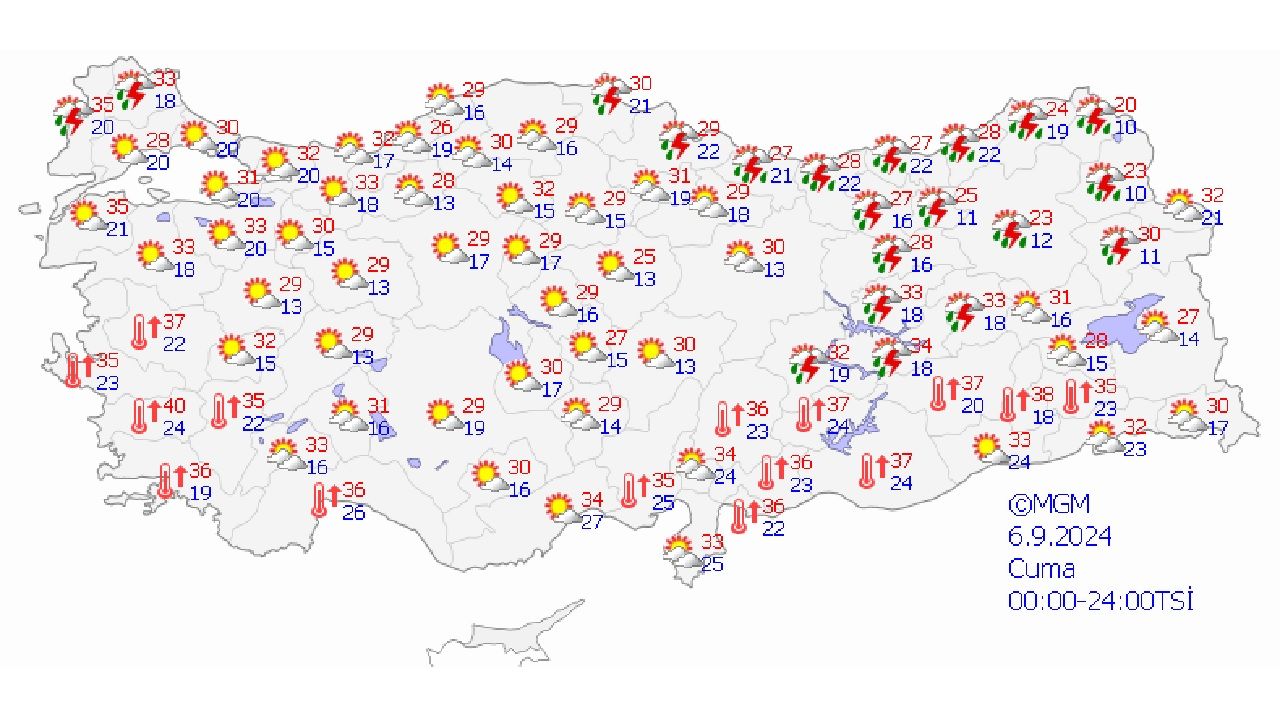 6 Eylül 2024 Türkiye geneli hava durumu raporu yayınlandı! İşte il il hava durumu... 2