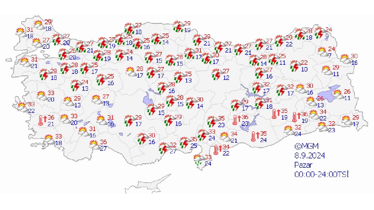 8 Eylül 2024 Türkiye geneli hava durumu! İşte kuvvetli yağış beklenen iller... 1