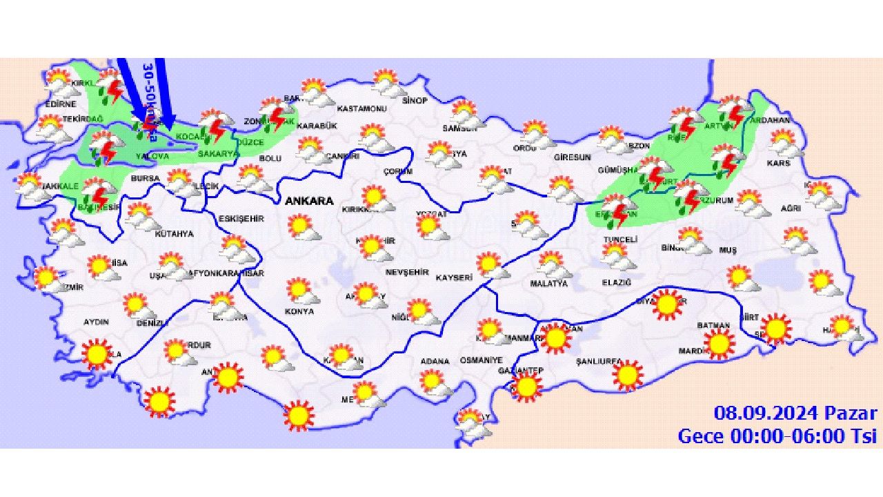 8 Eylül 2024 Türkiye geneli hava durumu! İşte kuvvetli yağış beklenen iller... 2
