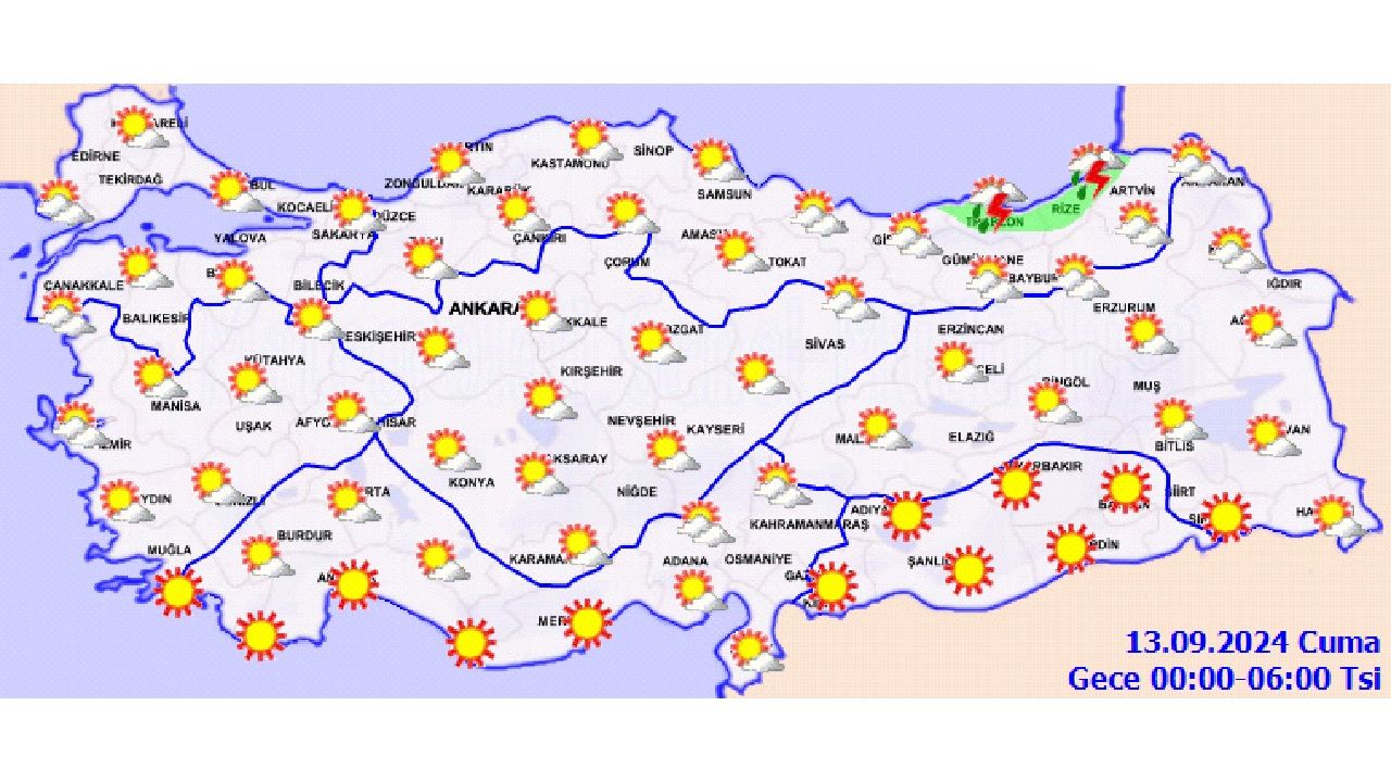 13 Eylül 2024 Türkiye geneli hava durumu! İşte İl il beklenen sıcaklıklar... 1