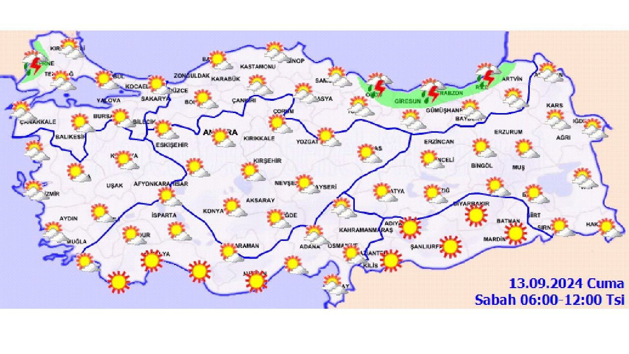 13 Eylül 2024 Türkiye geneli hava durumu! İşte İl il beklenen sıcaklıklar... 2