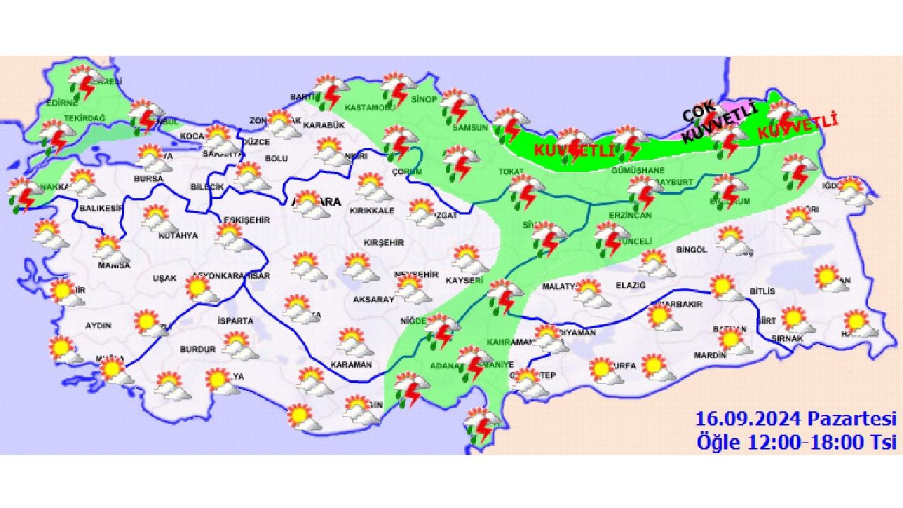 16 Eylül 2024 Meteoroloji hava durumu tahmin raporunu yayınladı! O illerde kuvvetli yağış ve rüzgara dikkat! 3