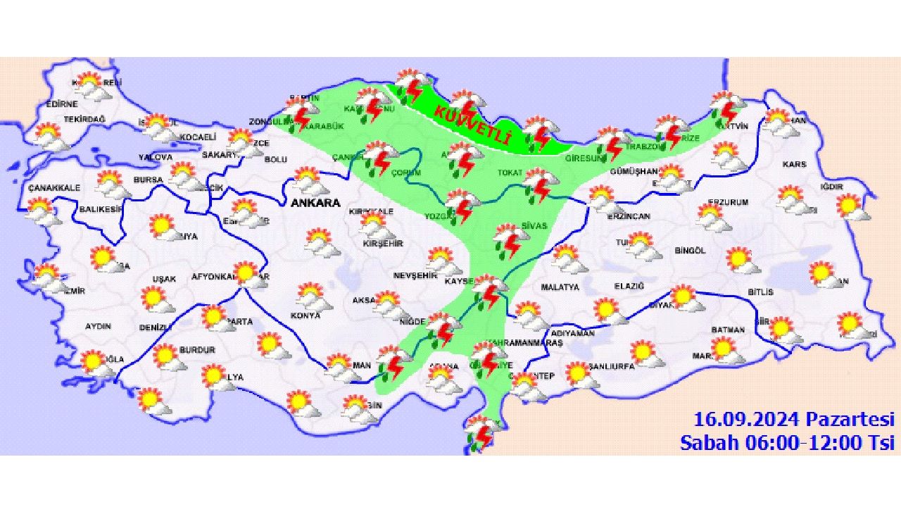 16 Eylül 2024 Meteoroloji hava durumu tahmin raporunu yayınladı! O illerde kuvvetli yağış ve rüzgara dikkat! 4