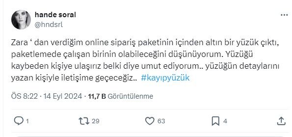İnternetten alışveriş yaptı, kargodan altın yüzük çıktı! Hande Soral, her yerde sahibini arıyor 5